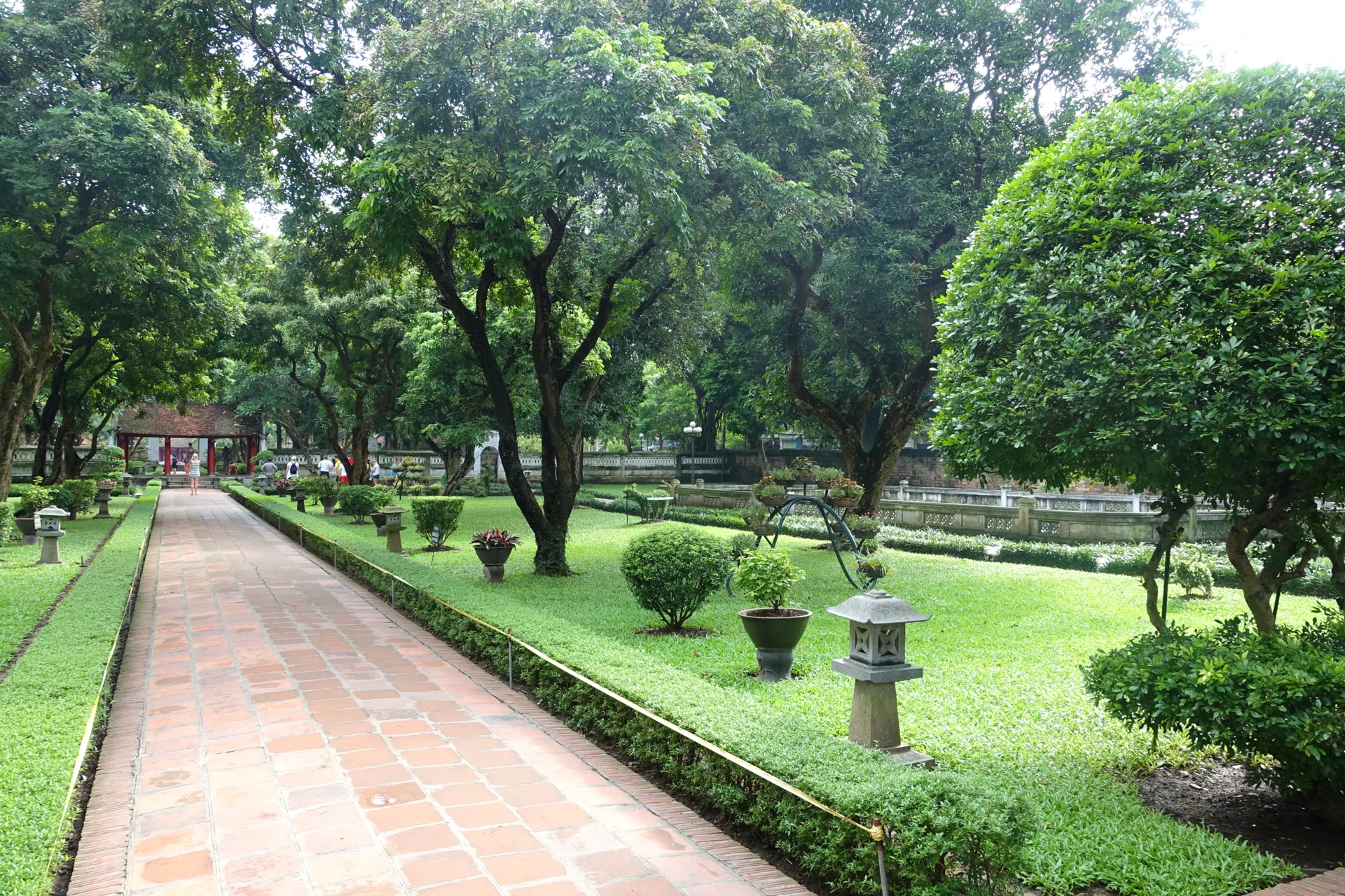 A tree-lined path in the first courtyard of Hanoi's Temple of Literature